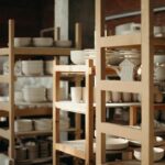 kitchenware display with open shelving