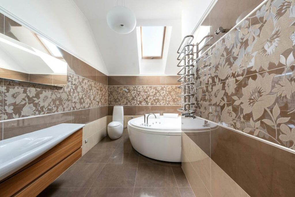 mixing patterns in bathroom